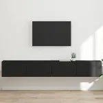 Dulap TV de perete 2 pcs Negru 60 x 31 x 29.5 cm Lemn compozit GartenMobel Dekor