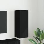 Dulap TV de perete Negru 30 x 31 x 80 cm Lemn compozit GartenMobel Dekor