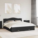 Cadru de pat cu sertar Negru 200 x 200 cm Lemn compozit GartenMobel Dekor