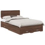 Cadru de pat cu sertar Stejar închis 135 x 190 cm Lemn compozit GartenMobel Dekor