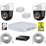 Sistem supraveghere IP Dahua cu functii inteligente, 2 camere rotative, 5MP, Alarma, Difuzor, Switch, Accesorii incluse, Hard Disk 500GB SafetyGuard Surveillance