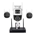 Sistem supraveghere Wi-Fi IMOU, 2 camere 5MP Alarma Dual Light 30m Audio, 1 camera rotativa Dual Lens 5+5MP Alarma Dual Light 30m Audio, NVR, Hard 1TB SafetyGuard Surveillance