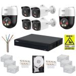 Sistem supraveghere cu functii inteligente IP, Dahua, 4 camere fixe 4MP, IR 30m, Microfon, 2 camere rotative 5MP, Difuzor, Alarma, Accesorii montaj, HDD 1TB SafetyGuard Surveillance