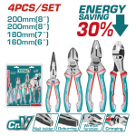 TOTAL - SET 4 CLESTI - CLESTE CU VARF ASCUTIT 6'', CLESTE TAIETOR 7'', PATENT 8", CLESTE UNIVERSAL 8 PowerTool TopQuality