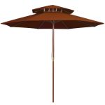 Umbrelă de soare dublă, stâlp din lemn, cărămiziu, 270 cm GartenMobel Dekor