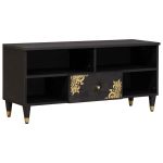 Cabinet TV cu sertar Negru 100 x 33 x 46 cm Lemn de mango solid GartenMobel Dekor