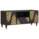 Cabinet TV cu sertar Negru 105 x 33 x 46 cm Lemn de mango solid GartenMobel Dekor