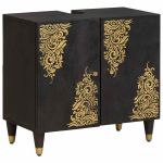 Dulap de chiuvetă Negru 62 x 33 x 58 cm Lemn de mango solid GartenMobel Dekor