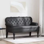 Bancă Chesterfield Negru 119.5 x 64.5 x 75 cm Piele artificială GartenMobel Dekor