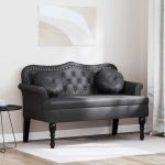 Bancă Chesterfield Negru 120.5 x 65 x 75 cm Piele artificială GartenMobel Dekor