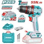TOTAL - MASINA DE GAURIT CU PERCUTIE - 20V - 2.0AH LI-ION (INCLUDE 2 ACUMULATORI + 1 INCARCATOR) PowerTool TopQuality