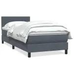 Pat box spring cu saltea, gri închis, 80x210 cm, catifea GartenMobel Dekor