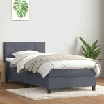 Pat box spring cu saltea, gri închis, 80x210 cm, catifea GartenMobel Dekor