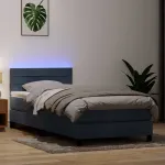 Pat cu arcuri cu saltea și LED, gri închis, 80x210 cm, catifea GartenMobel Dekor