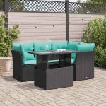 Set mobilier de grădină cu perne, 5 piese,poliratan/lemn acacia GartenMobel Dekor