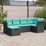 Set mobilier de grădină cu perne, 6 piese, negru, poliratan GartenMobel Dekor