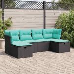 Set mobilier de grădină cu perne, 6 piese, negru, poliratan GartenMobel Dekor