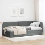 Cadru de pat colțar Gri închis 90 x 190 cm țesătură GartenMobel Dekor