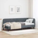Cadru de pat colțar cu headboard Gri închis 80 x 200 cm Catifea GartenMobel Dekor