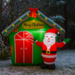 Decoratiune exterior gonflabila de Craciun cu Mos Craciun si casuta, iluminare LED, compresor integrat, 150 cm Household NewTrend