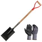 Set harlet, cazma, drept, capat zimtat, maner lemn, 115 cm, cu manusi, RedShark GartenVIP DiyLine