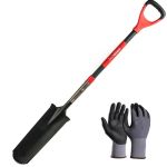 Set harlet, cazma, ingust, varf zimtat, maner fibra sticla, 128 cm, cu manusi, RedShark GartenVIP DiyLine