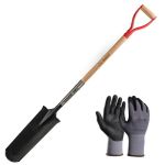 Set harlet, cazma, ingust, varf zimtat, maner lemn, 128 cm, cu manusi, RedShark GartenVIP DiyLine