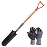 Set harlet, cazma, ingust, varf zimtat, maner lemn, 128 cm, cu manusi, RedShark GartenVIP DiyLine