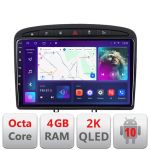 Navigatie Peugeot 308 C-038 Android Octa Core Ecran 2K QLED GPS 4G 4+32GB 360 KIT-038+EDT-E409-2K CarStore Technology