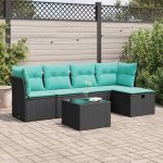 Set mobilier de grădină cu perne, 6 piese, negru, poliratan GartenMobel Dekor
