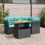 Set mobilier de grădină cu perne, 5 piese, negru, poliratan GartenMobel Dekor