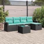 Set mobilier de grădină cu perne, 6 piese, negru, poliratan GartenMobel Dekor