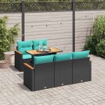 Set mobilier de grădină cu perne, 6 piese, negru, poliratan GartenMobel Dekor