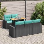 Set mobilier de grădină cu perne, 6 piese, negru, poliratan GartenMobel Dekor