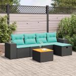 Set mobilier de grădină cu perne, 6 piese, negru, poliratan GartenMobel Dekor