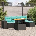 Set mobilier de grădină cu perne, 6 piese, negru, poliratan GartenMobel Dekor