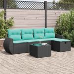 Set mobilier de grădină cu perne, 6 piese, negru, poliratan GartenMobel Dekor