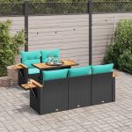 Set mobilier de grădină cu perne, 6 piese, negru, poliratan GartenMobel Dekor