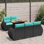 Set mobilier de grădină cu perne, 6 piese, negru, poliratan GartenMobel Dekor