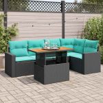 Set mobilier de grădină cu perne, 6 piese, negru, poliratan GartenMobel Dekor