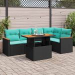 Set mobilier de grădină cu perne, 6 piese, negru, poliratan GartenMobel Dekor
