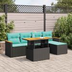 Set mobilier de grădină cu perne, 6 piese, negru, poliratan GartenMobel Dekor
