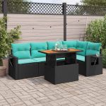 Set mobilier de grădină cu perne, 6 piese, negru, poliratan GartenMobel Dekor