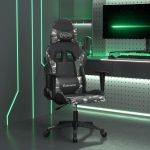 Scaun de gaming de masaj, negru și camuflaj, piele ecologică GartenMobel Dekor