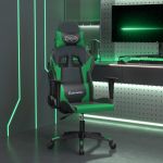 Scaun de gaming de masaj, negru și verde, piele ecologică GartenMobel Dekor