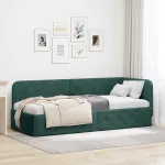 Cadru de pat colțar Verde închis 80 x 200 cm Catifea GartenMobel Dekor