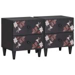 Noptieră 2 pcs Maro 40 x 33,5 x 46 cm Lemn de mango solid GartenMobel Dekor