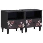 Noptieră 2 pcs Maro 40 x 33 x 46 cm Lemn de mango solid GartenMobel Dekor