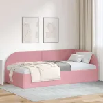 Cadru de pat colțar cu headboard Roz 80 cm x 200 cm țesătură GartenMobel Dekor