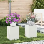 Suport pentru plante 2 pcs Alb 24 x 24 x 35 cm Oțel GartenMobel Dekor